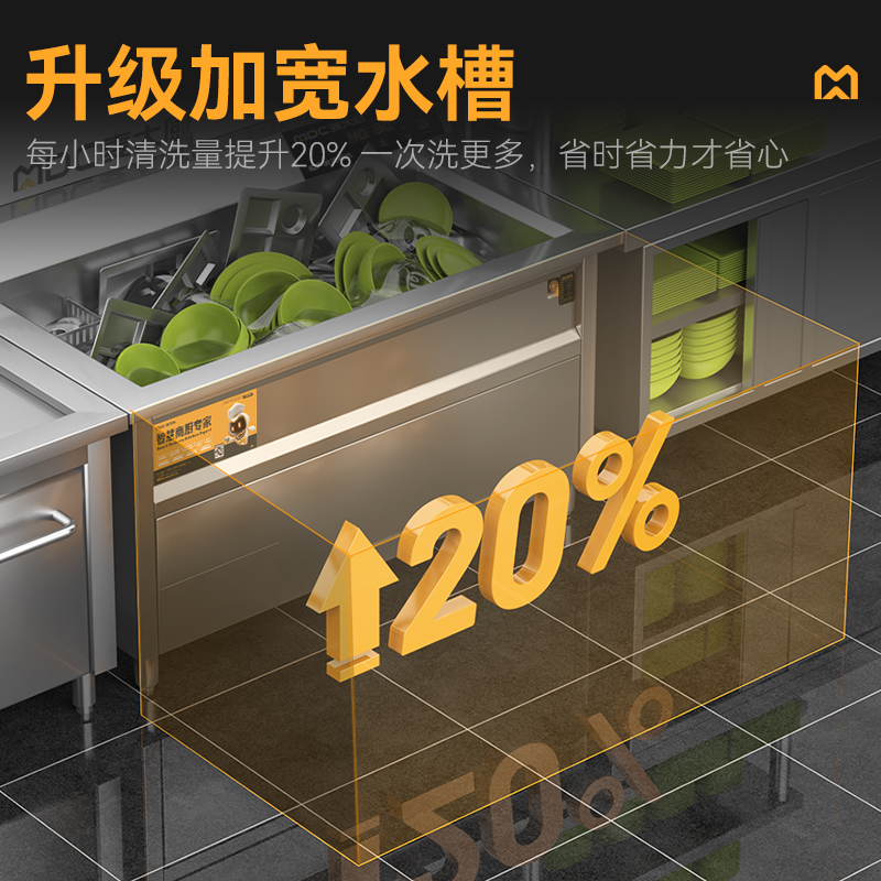 麥大廚高性能款0.8米單池超聲波洗碗機商用